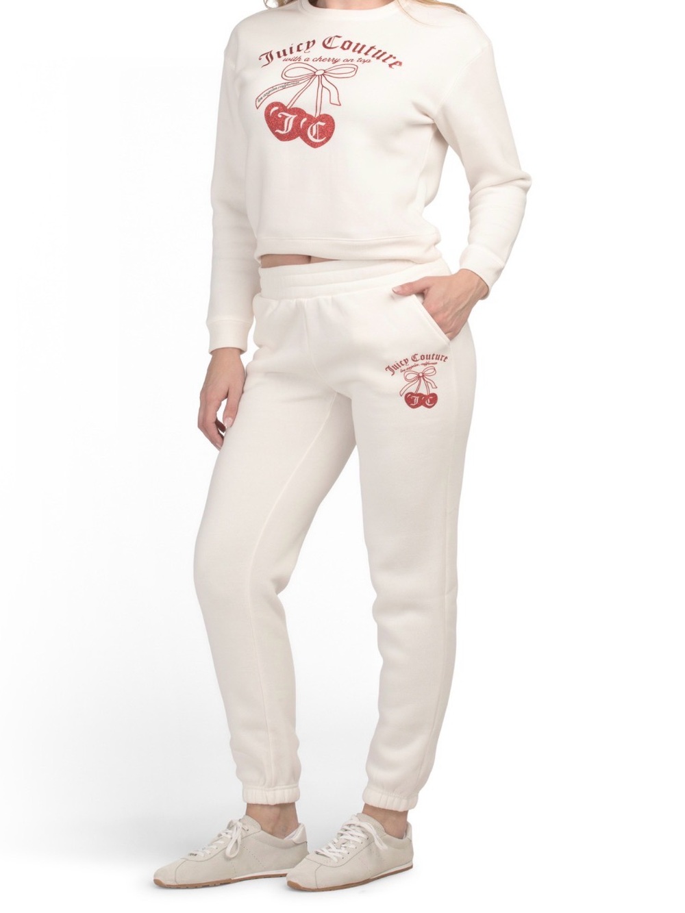 Juicy Couture Cherry Logo Sweatshirt & Joggers Set in Oyster